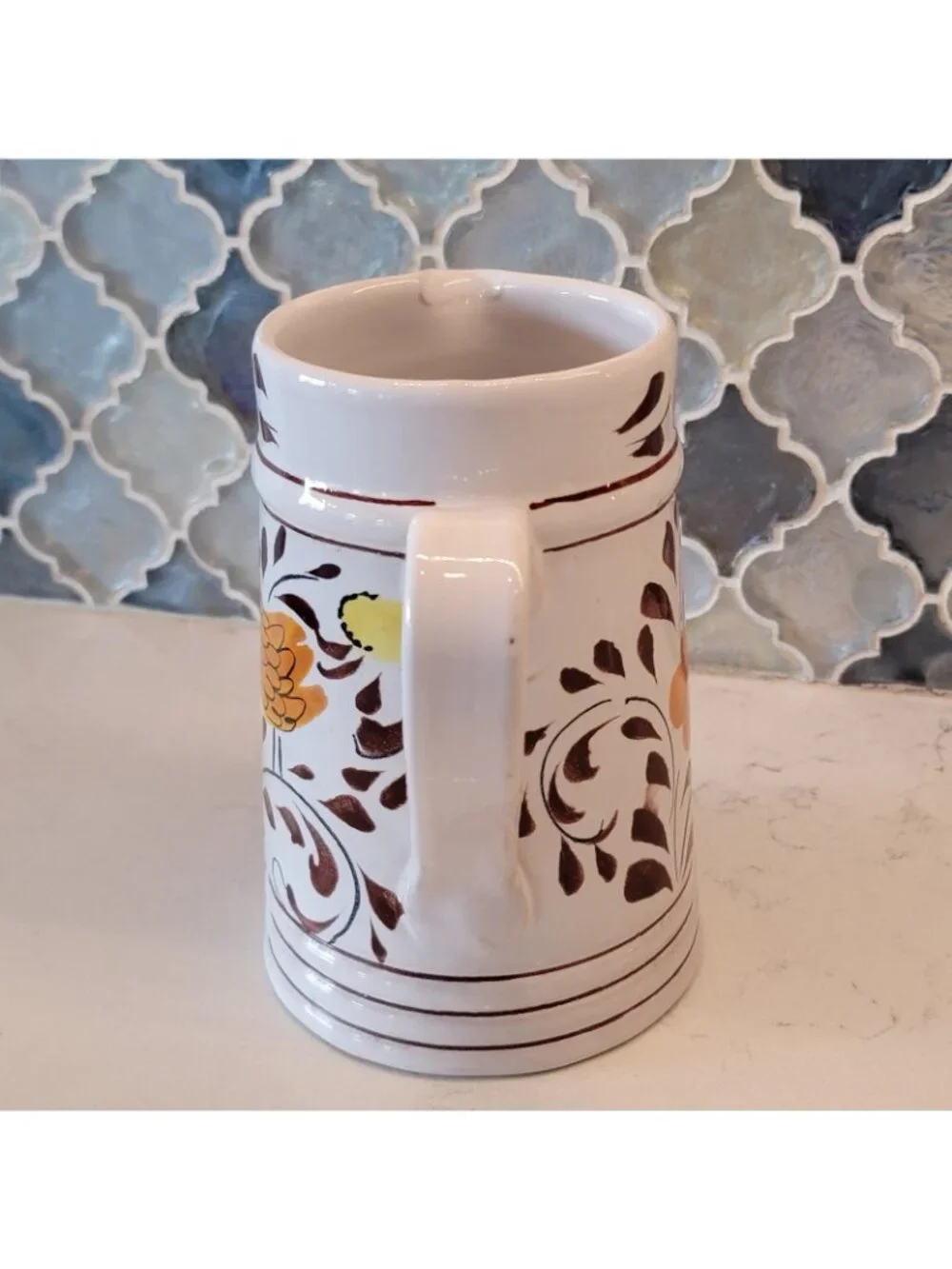 Vintage Chicken Creamer Farmhouse Cottage Core Orange Yellow Portugal Signed